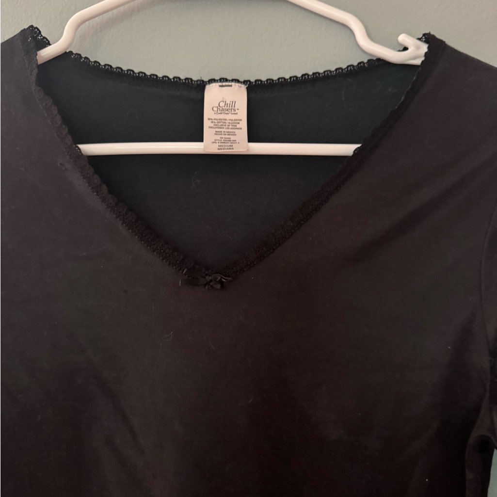 Y2k Elegant Black Women's Top With Lace Detail And Bow